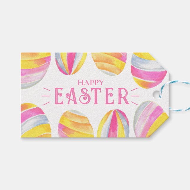 Niedliche Aquarelltöne Weideleier Ostereier Gefall Geschenkanhänger (Vorderseite (Horizontal))