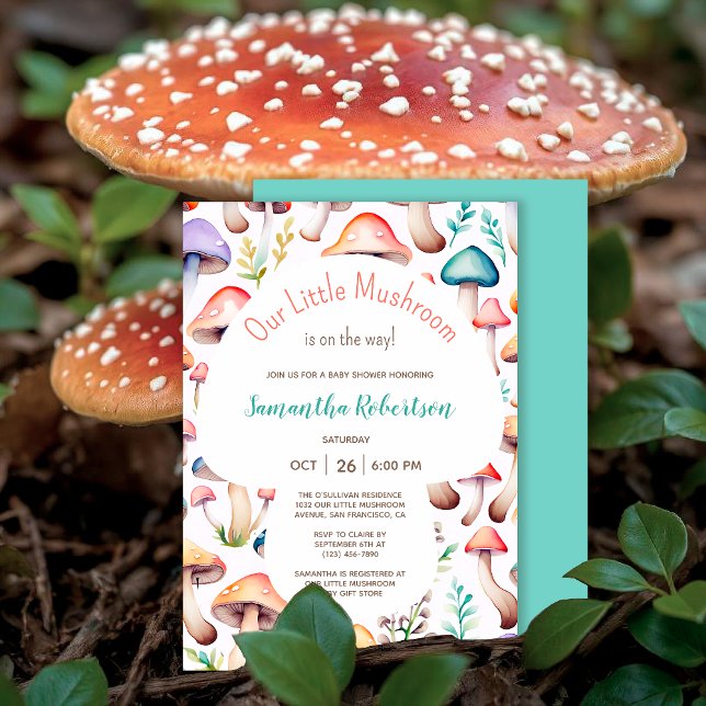 Niedliche Aquarelltuch-Mushroom Woodland Kinderdus Einladung (Von Creator hochgeladen)
