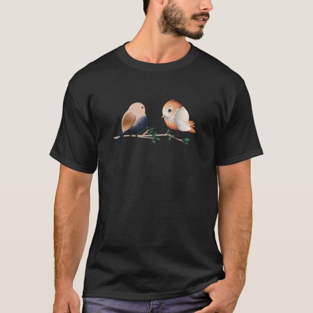 Niedliche Aquarellvögel T-Shirt (Vorderseite)