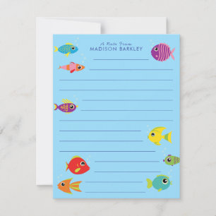 Niedliche Aquarium Fish Kid's Flat Stationary Card Dankeskarte