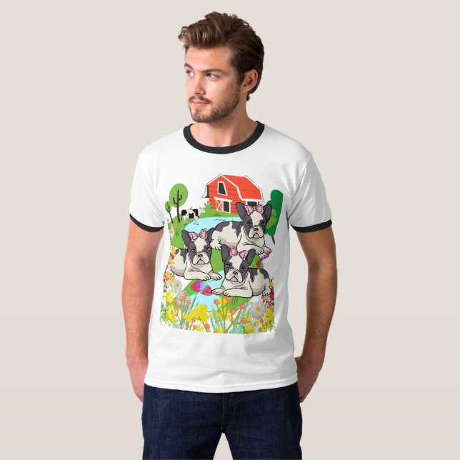 Niedliche Arizona Schwarz-Weiß-Pitbulpuppen T-Shirt (Vorne ganz)