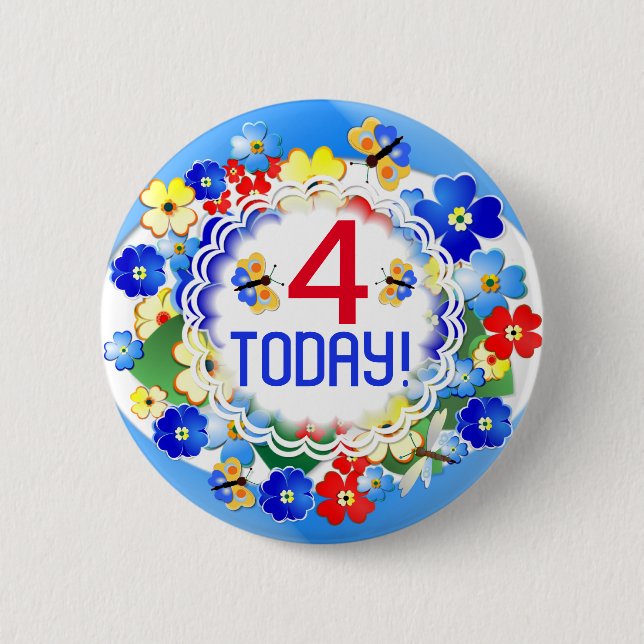 Niedliche Art Deco Blume Anpassbares Zeitalter Button (Vorderseite)