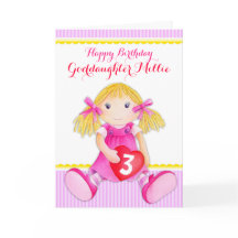 Niedliche Art Godtochter Lappen Puppenkarte Geburt