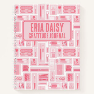 Niedliche Art liefert Muster Pink Monogramm Notizbuch