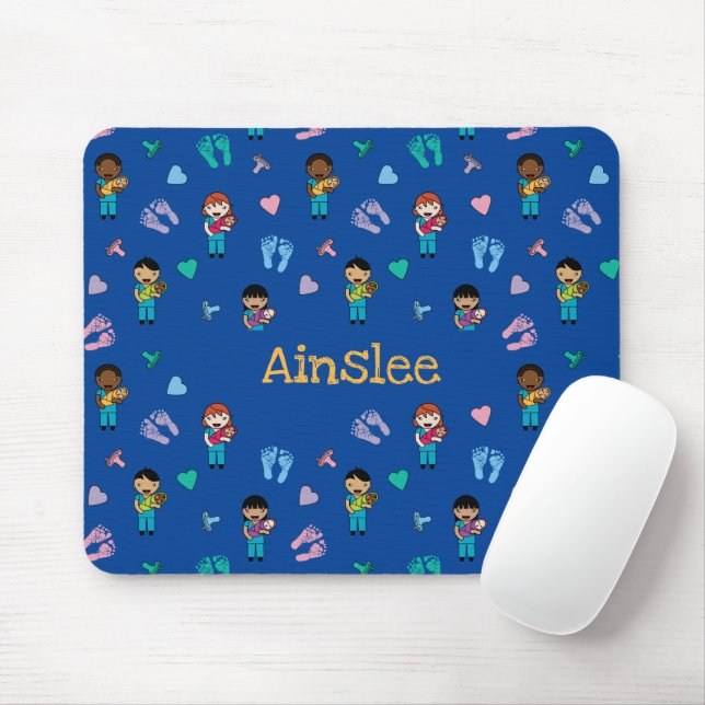 Niedliche Ärzte und Krankenschwestern bei Neugebor Mousepad (Mit Mouse)