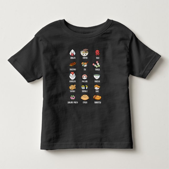 Niedliche asiatische Küche Kawaii Sushi Rice Fisch Kleinkind T-shirt (Vorderseite)