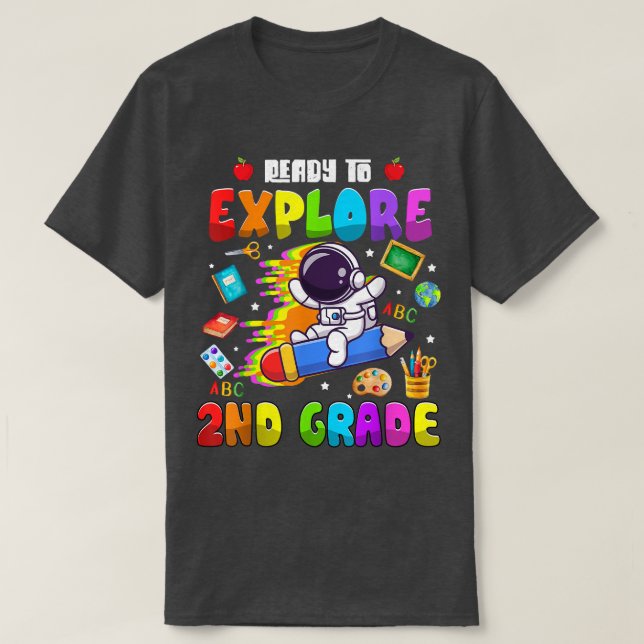 Niedliche Astronautenjunges Girls Bereit zum Entde T-Shirt (Design vorne)
