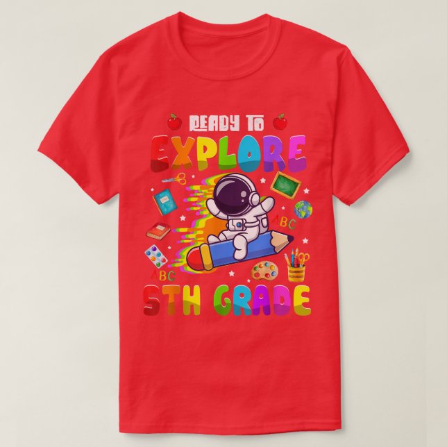 Niedliche Astronautenjunges Girls Bereit zum Entde T-Shirt (Design vorne)