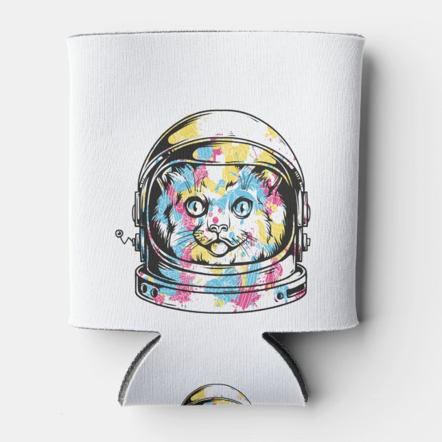 Niedliche Astronautenkatze Dosenkühler (Vorderseite)