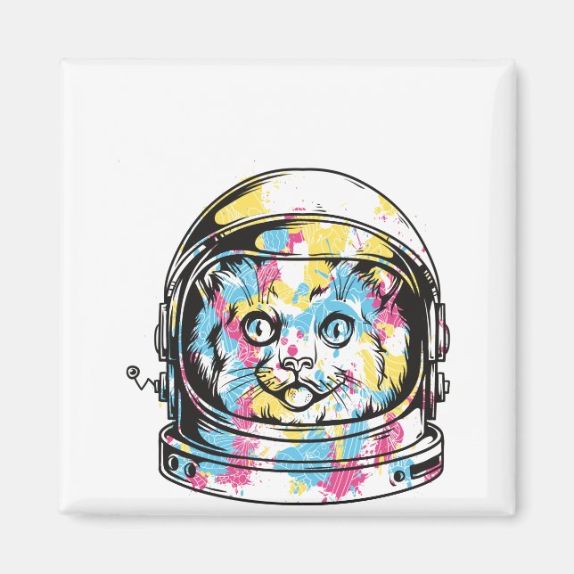 Niedliche Astronautenkatze Magnet (Vorne)