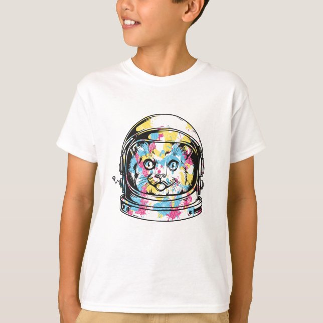 Niedliche Astronautenkatze T-Shirt (Vorderseite)