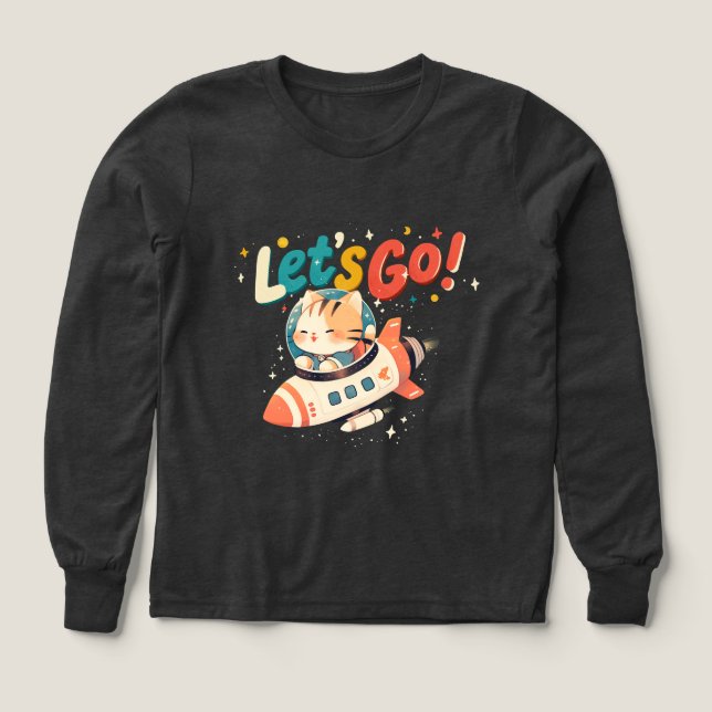 Niedliche Astronautenkatzenrakete im All (Design Vorderseite)