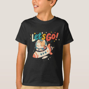 Niedliche Astronautenkatzenrakete im All T-Shirt