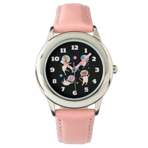 Niedliche Astronautentiere schwimmen im Weltraum Armbanduhr