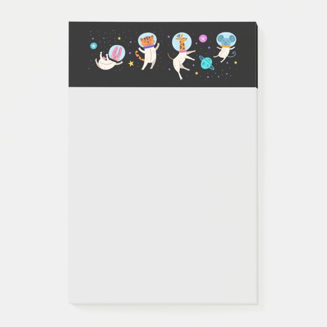 Niedliche Astronautentiere schwimmen im Weltraum Post-it Klebezettel (Vorderseite)