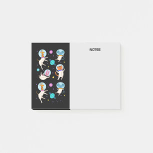 Niedliche Astronautentiere schwimmen im Weltraum Post-it Klebezettel