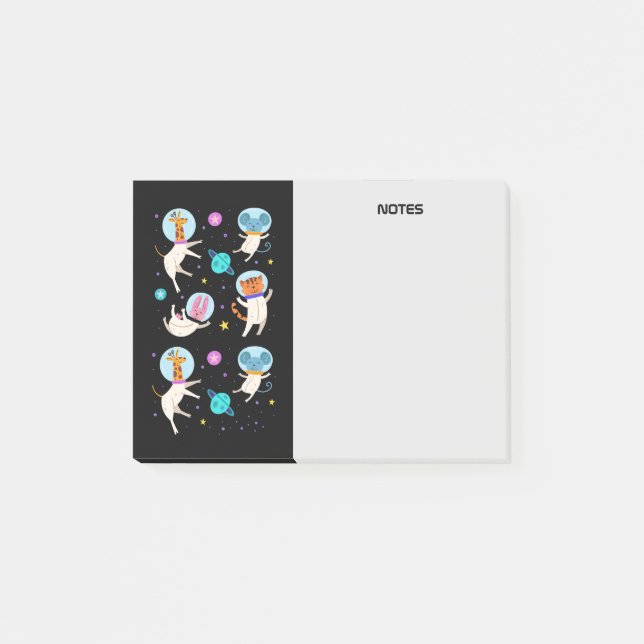 Niedliche Astronautentiere schwimmen im Weltraum Post-it Klebezettel (Vorderseite)