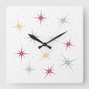 Niedliche atomare Sternexplosion Mitte des Jahrhun Quadratische Wanduhr