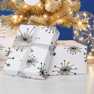 Niedliche atomare Sternexplosion Retro Mitte Jahrh Geschenkpapier