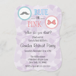 Niedliche Aufdeckung von Mustache & Bow Gender Einladung