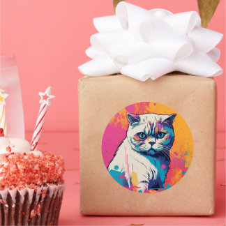 Niedliche Aufkleber für die weiße Katze