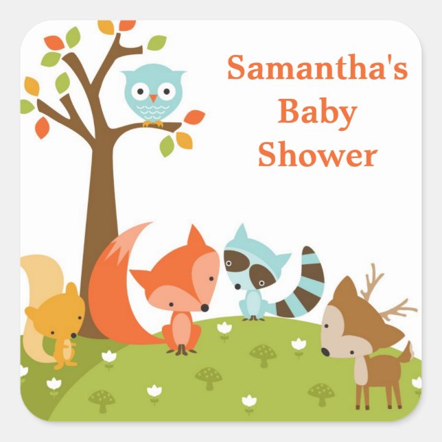 Niedliche Aufkleber für Waldtiere (Vorderseite)