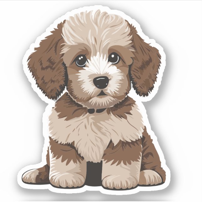 Niedliche Aussiedoodle Puppy Doodle Doodle Vinyl Aufkleber (Vorderseite)