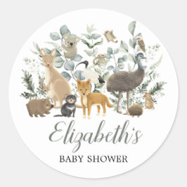 Niedliche Australische Tiere Eucalyptus Baby Dusch Runder Aufkleber