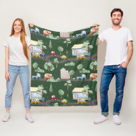 Niedliche Autos im Stadtmuster für Kleine Jungen G Fleecedecke