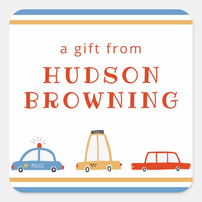 Niedliche Autos Personalisierte Geschenkaufkleber Quadratischer Aufkleber (Vorderseite)