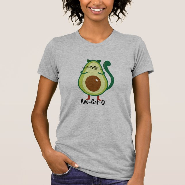 Niedliche Avo-Cat-O Funny Cat Avocado Liebhaber T-Shirt (Vorderseite)