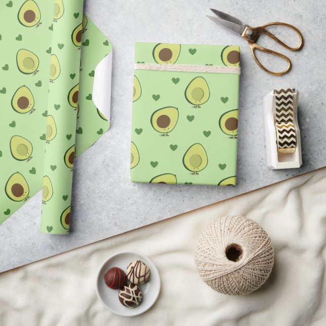 Niedliche Avocado Herzerkrankung Geschenkpapier (Kunsthandwerk)