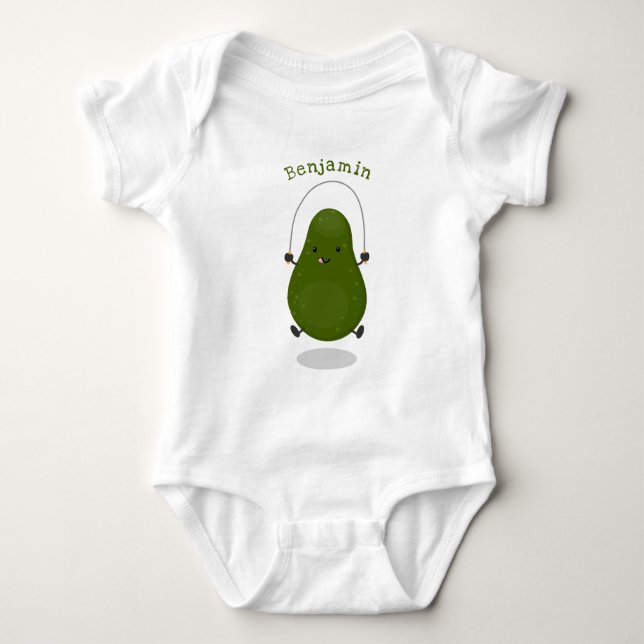 Niedliche Avocado-Springseil-Cartoon-Abbildung Baby Strampler (Vorderseite)