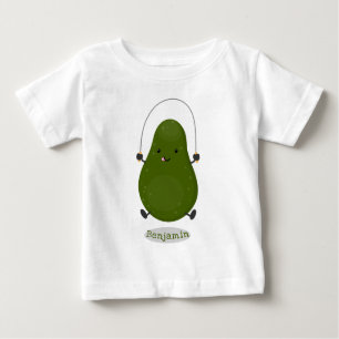 Niedliche Avocado-Springseil-Cartoon-Abbildung Baby T-shirt