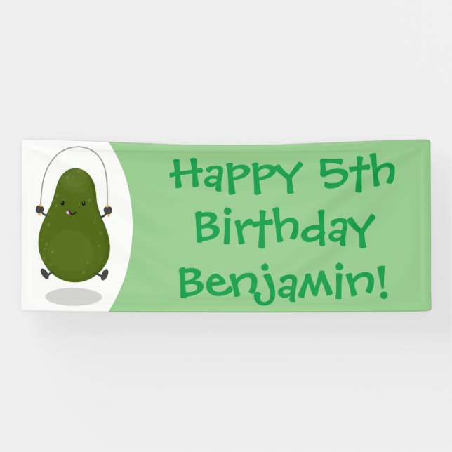 Niedliche Avocado-Springseil-Cartoon-Abbildung Banner (Horizontal)