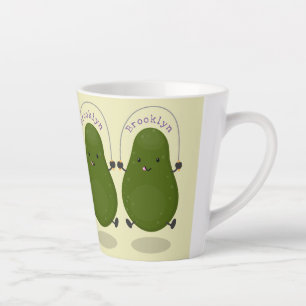 Niedliche Avocado-Springseil-Cartoon-Abbildung Milchtasse