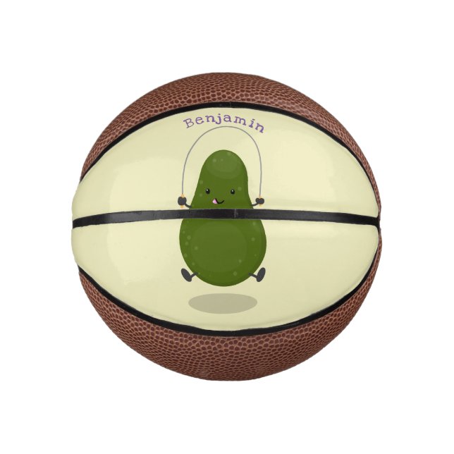 Niedliche Avocado-Springseil-Cartoon-Abbildung Mini Basketball (Vorderseite)