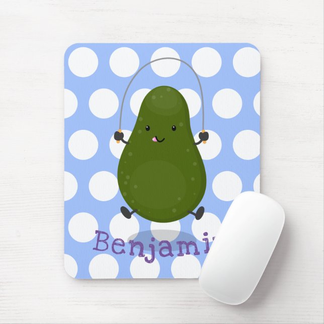 Niedliche Avocado-Springseil-Cartoon-Abbildung Mousepad (Mit Mouse)