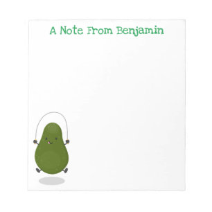 Niedliche Avocado-Springseil-Cartoon-Abbildung Notizblock