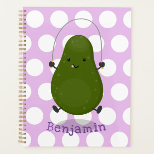 Niedliche Avocado-Springseil-Cartoon-Abbildung Planer