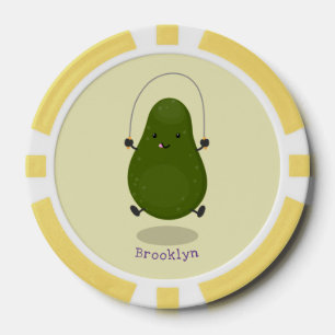 Niedliche Avocado-Springseil-Cartoon-Abbildung Pokerchips