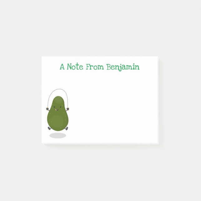 Niedliche Avocado-Springseil-Cartoon-Abbildung Post-it Klebezettel (Vorderseite)