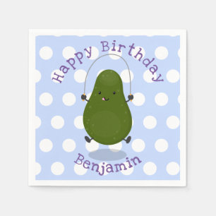 Niedliche Avocado-Springseil-Cartoon-Abbildung Serviette