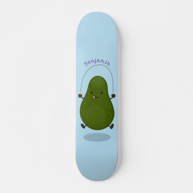 Niedliche Avocado-Springseil-Cartoon-Abbildung Skateboard (Vorne)