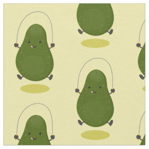 Niedliche Avocado-Springseil-Cartoon-Abbildung Stoff