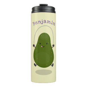 Niedliche Avocado-Springseil-Cartoon-Abbildung Thermosbecher