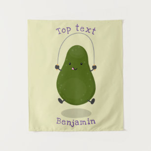 Niedliche Avocado-Springseil-Cartoon-Abbildung Wandteppich