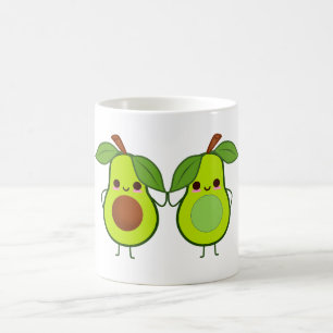 Niedliche Avocados, die Tasse halten