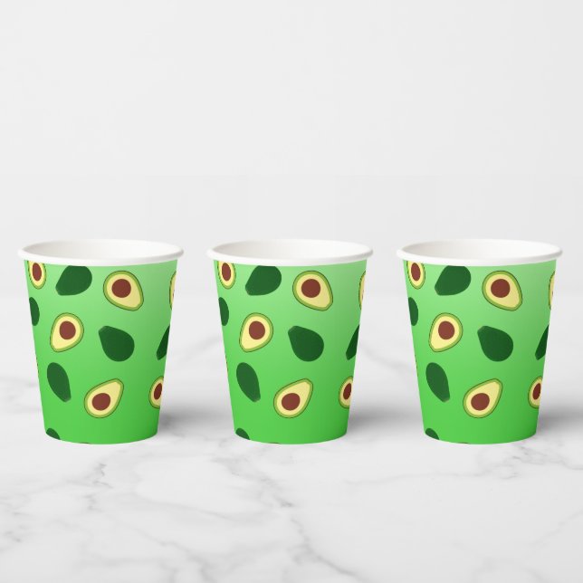 Niedliche Avocados-Scheiben Sommergrüne Gradienten Pappbecher (Multi)
