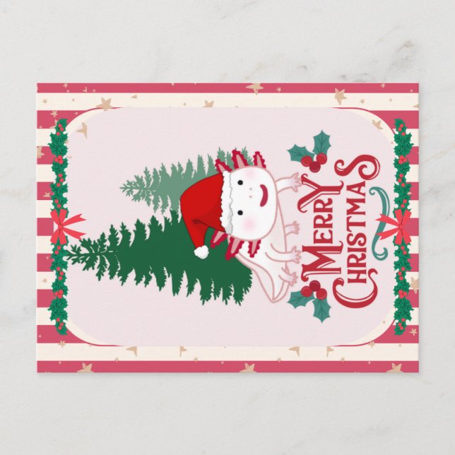 Niedliche axolotale Weihnachten Postkarte (Vorderseite)
